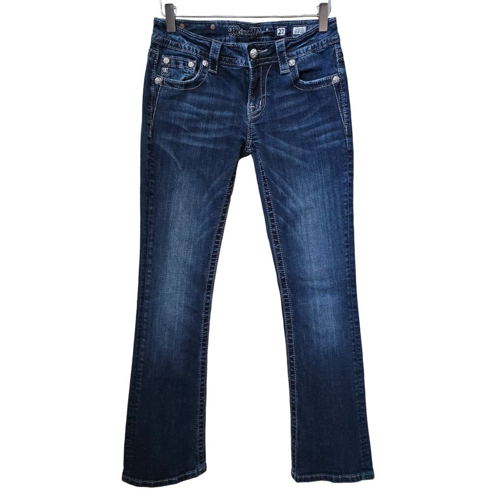 Miss Me Signature Slim Boot Jeans 27 Bling Wing Embroidered Pockets Stretch